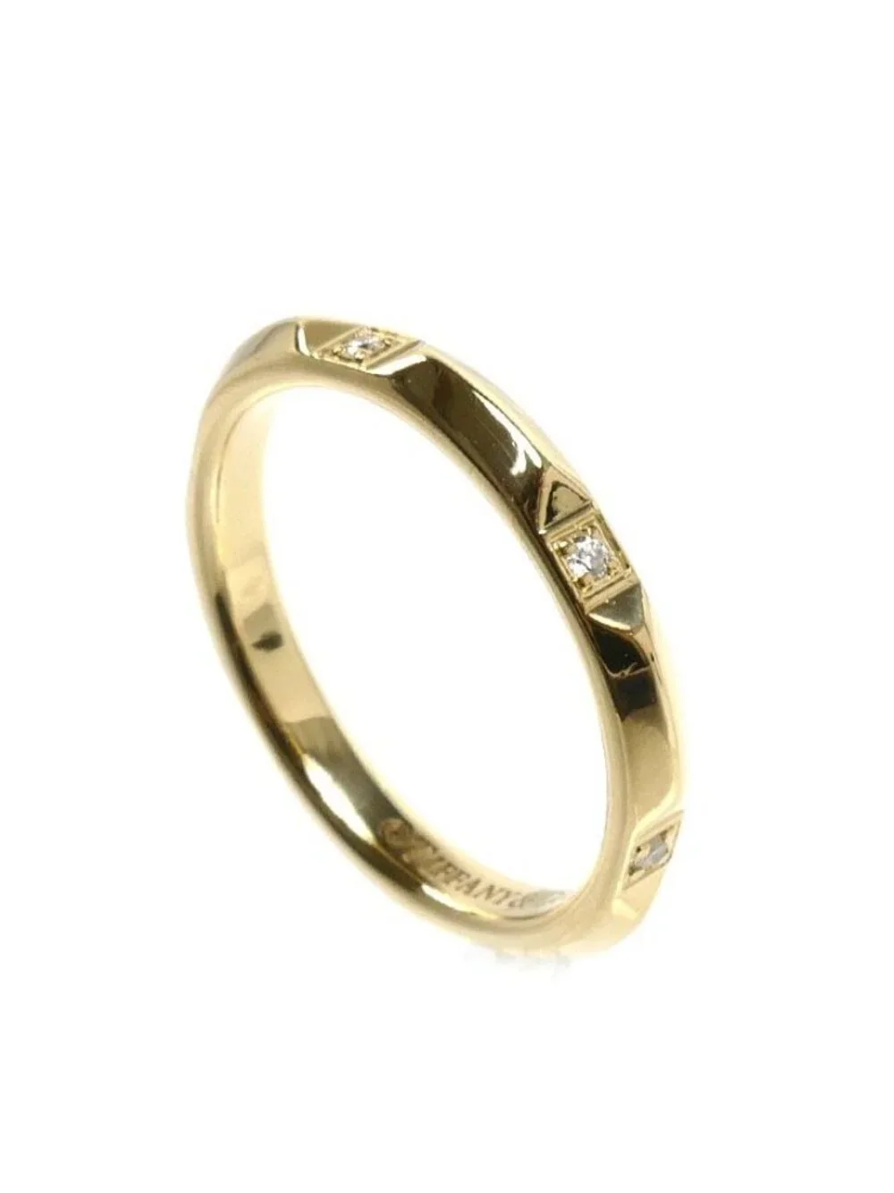 Tiffany & Co 18K Yellow Gold T True Band Ring Diamond Vintage